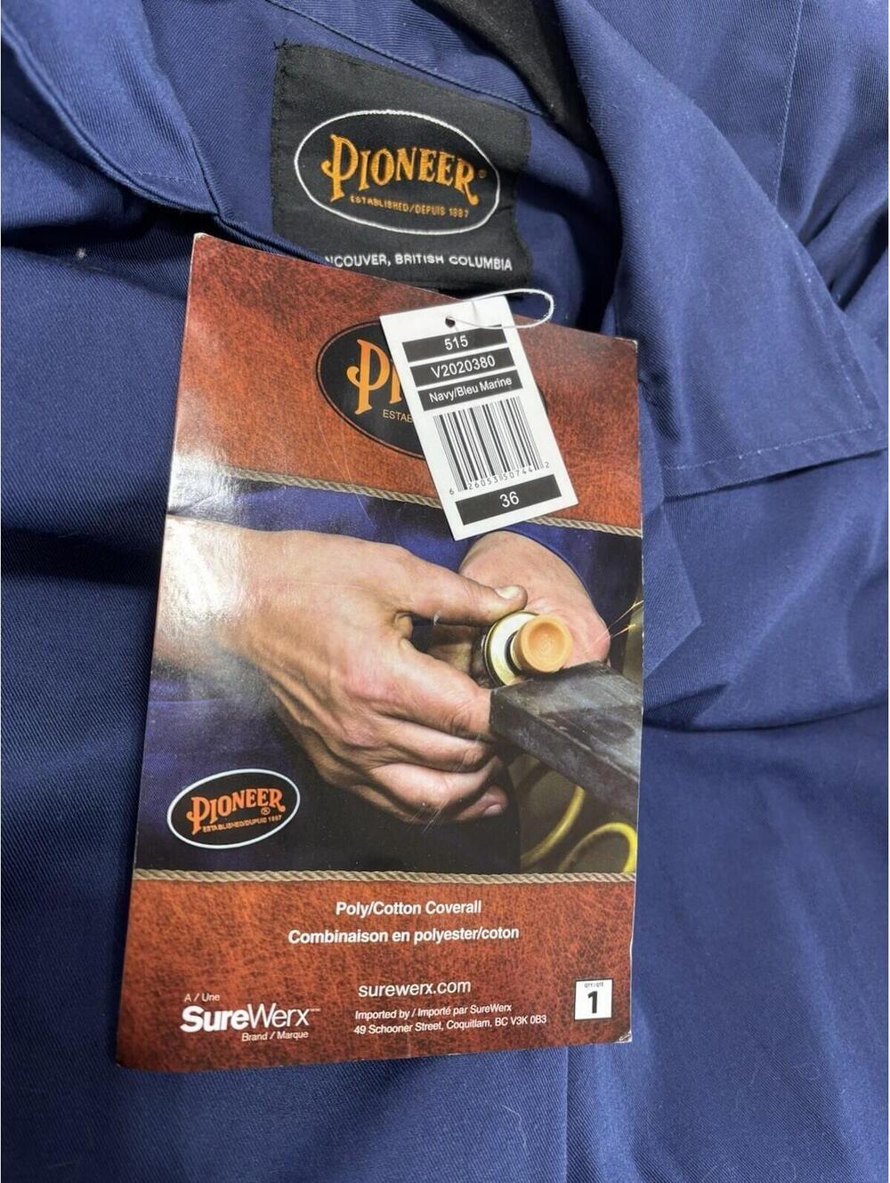 Pioneer Heavy Duty Work Coveralls Men's Size 36 Navy Blue Poly Cotton One Piece - Picture 2 of 7
